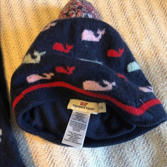 Vineyard Vines Multi Whale Ruffle Scarf and Pom Pom Beanie Set, O/S - Picture 6 of 9